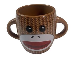 Galerie Candy SOCK MONKEY Double Handle Coffee Mug Collectible